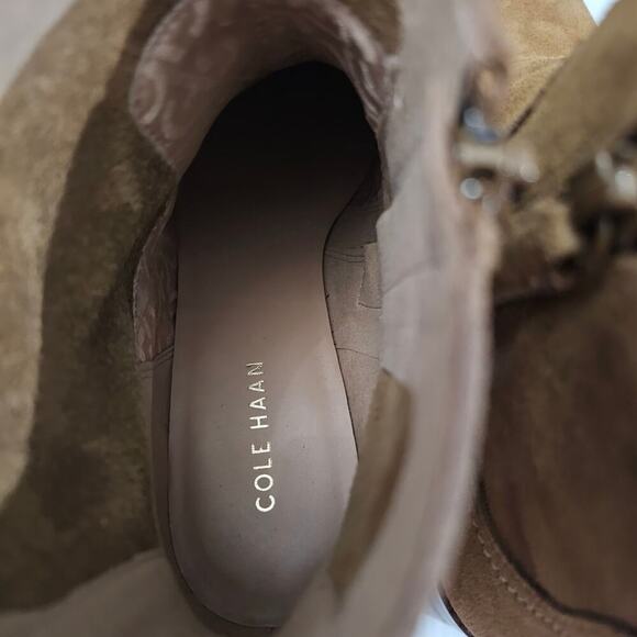 Cole Haan Naia Ankle Bootie Western Cowgirl Golden Toffee Suede Size 9.5 - Picture 11 of 16